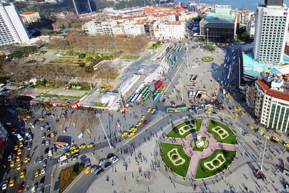 Taksim Square and Gezi Park in winter, before development project.